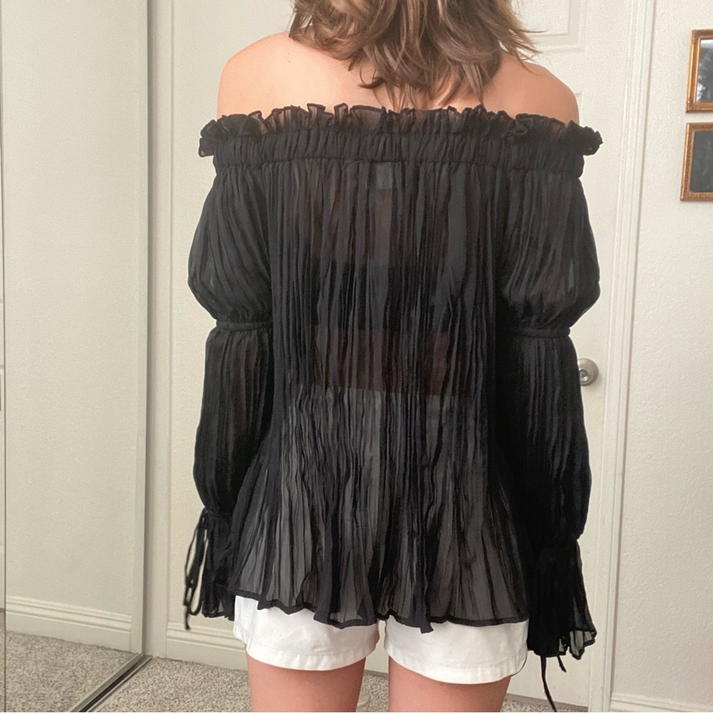 Sheer bardot ruffle top - Picture 4 of 6